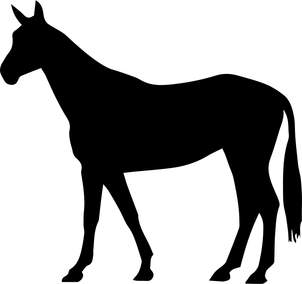 Horse Thin Black Standing Shape Of Long Tail Facing - Horse Shape (980x921), Png Download