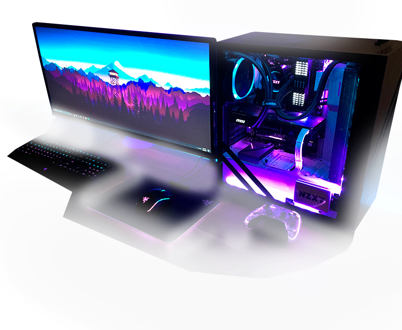 Computadoras Especializadas, Nuestras Raíces - Gaming Blue And Purple Pc Build (800x800), Png Download