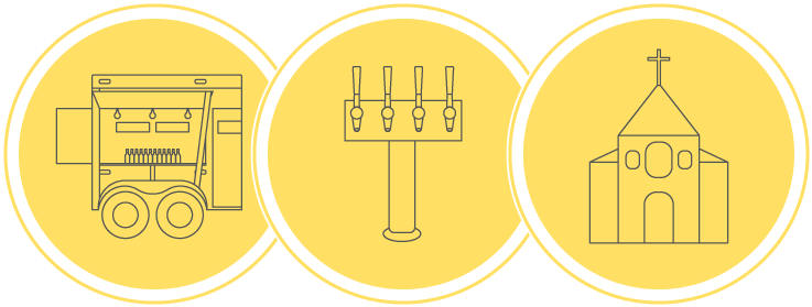 Wedding Catering Icons Beer Tap Church Trailer Wedding - Graphic Design (800x600), Png Download