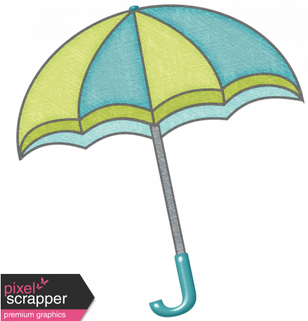 Green Blue Umbrella - Digital Scrapbooking (456x456), Png Download