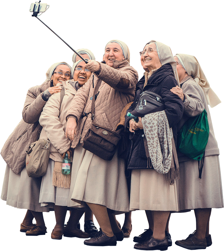 Persongroup Of Nuns Taking A Selfie - Monjas Con El David (749x822), Png Download