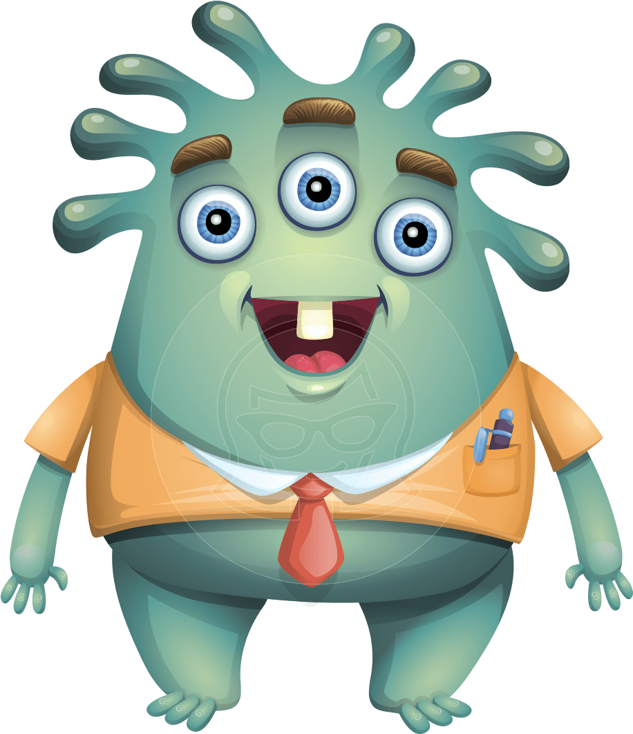 Vector Happy Monster Cartoon Character - Mr. (957x1060), Png Download