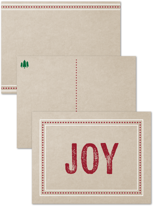 Kraft Paper Joy Holiday Postcard - Paper (570x760), Png Download