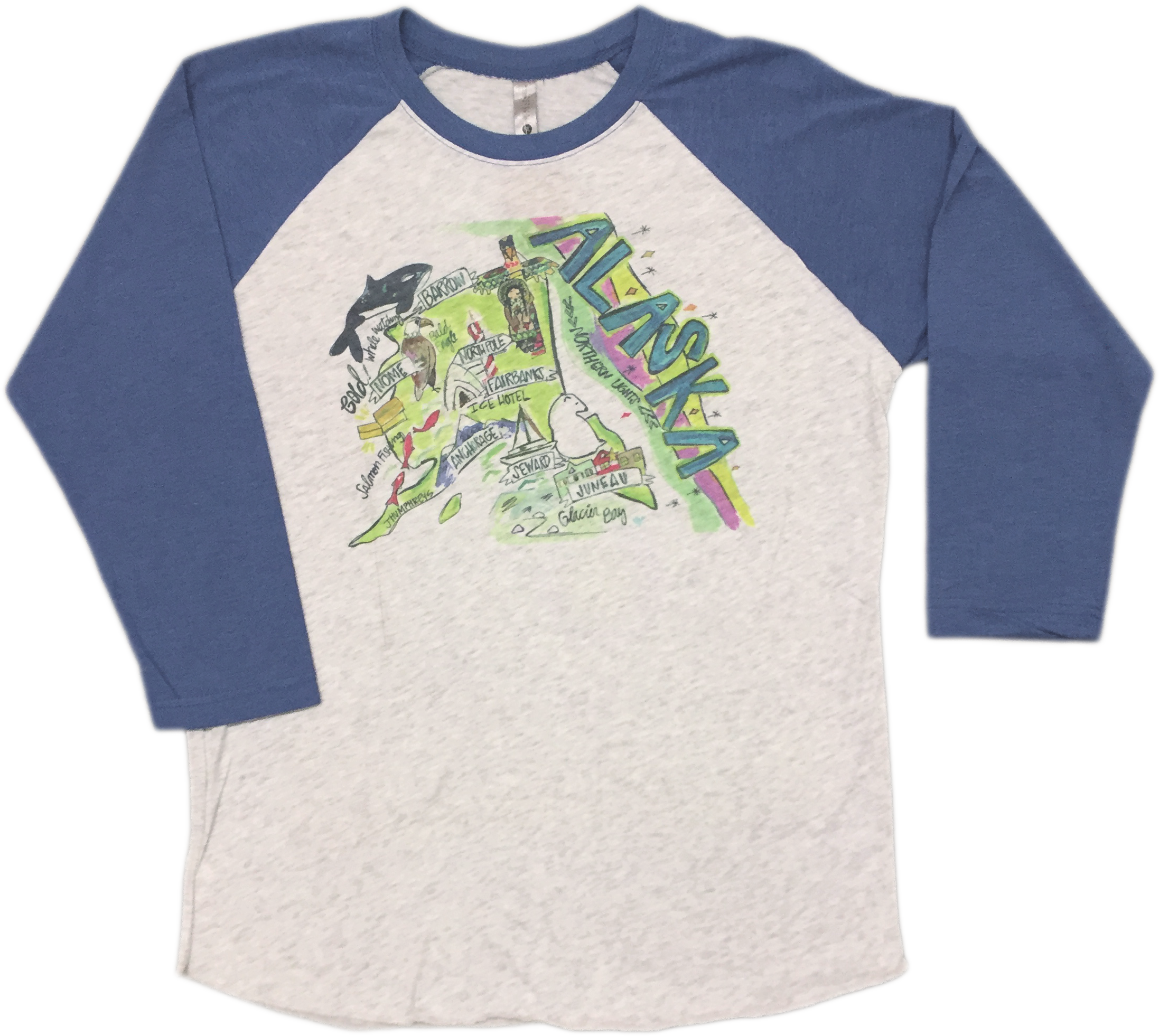 Alaska Road Map Raglan T-shirt - Petra Tour T Shirt (2194x1962), Png Download