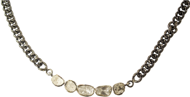 Chain Link Necklace With Diamonds Gifted Unique - Necklace (650x433), Png Download
