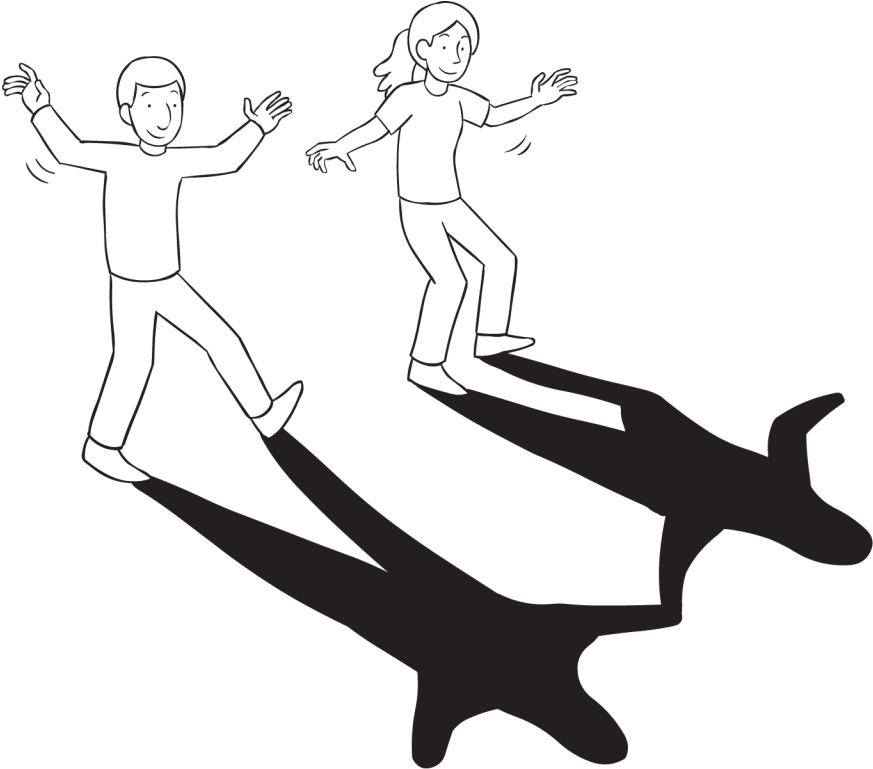 Back Team-building Exercise In Which Two People Cast - Shadow Cast Cartoon (1024x768), Png Download