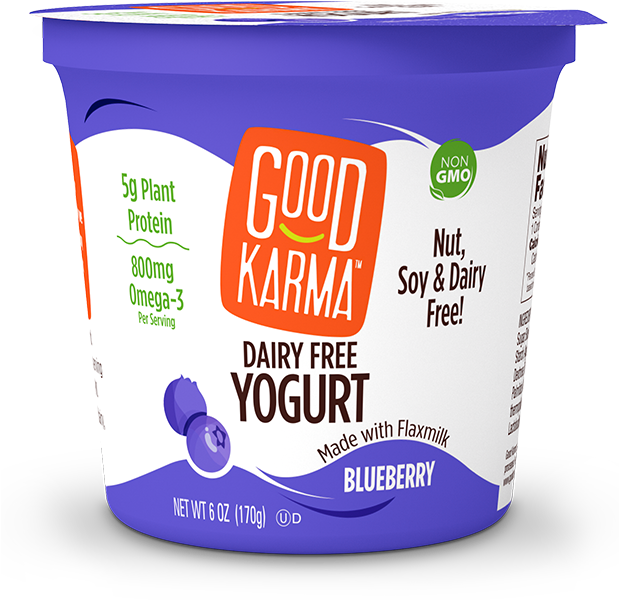 Blueberry Dairy Free Drinkable Yogurt - Good Karma Flax Milk Yogurt (618x660), Png Download