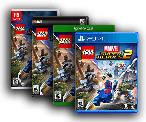 Spider-man, Thor, Hulk, Black Panther, Captain Marvel, - Lego Marvel 2 Pc (497x416), Png Download