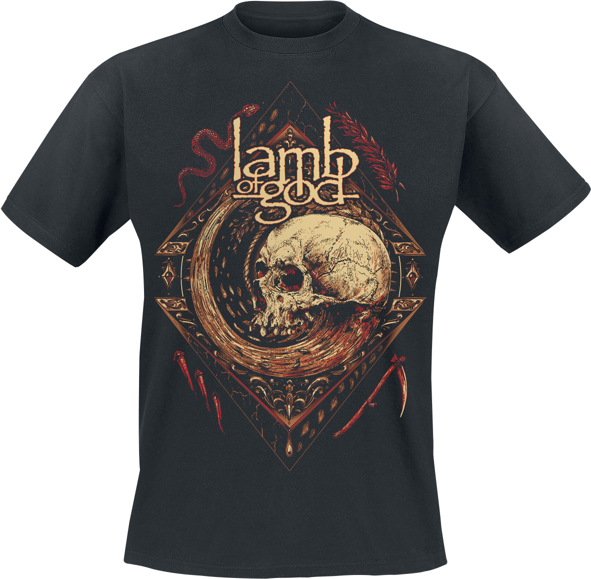Mori Wheel Camiseta Negro Liso 100% Algodón Corte Normal - Lamb Of God (1200x1189), Png Download