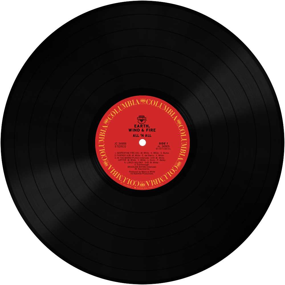 Earth, Wind & Fire All 'n' All Cd Disc Image - Lp Record (1000x1000), Png Download