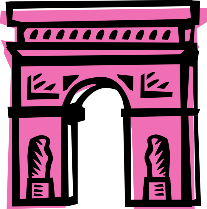 Vector Illustration Of Arc De Triomphe Triumphal Arch - Arc De Triomphe Clipart (695x700), Png Download
