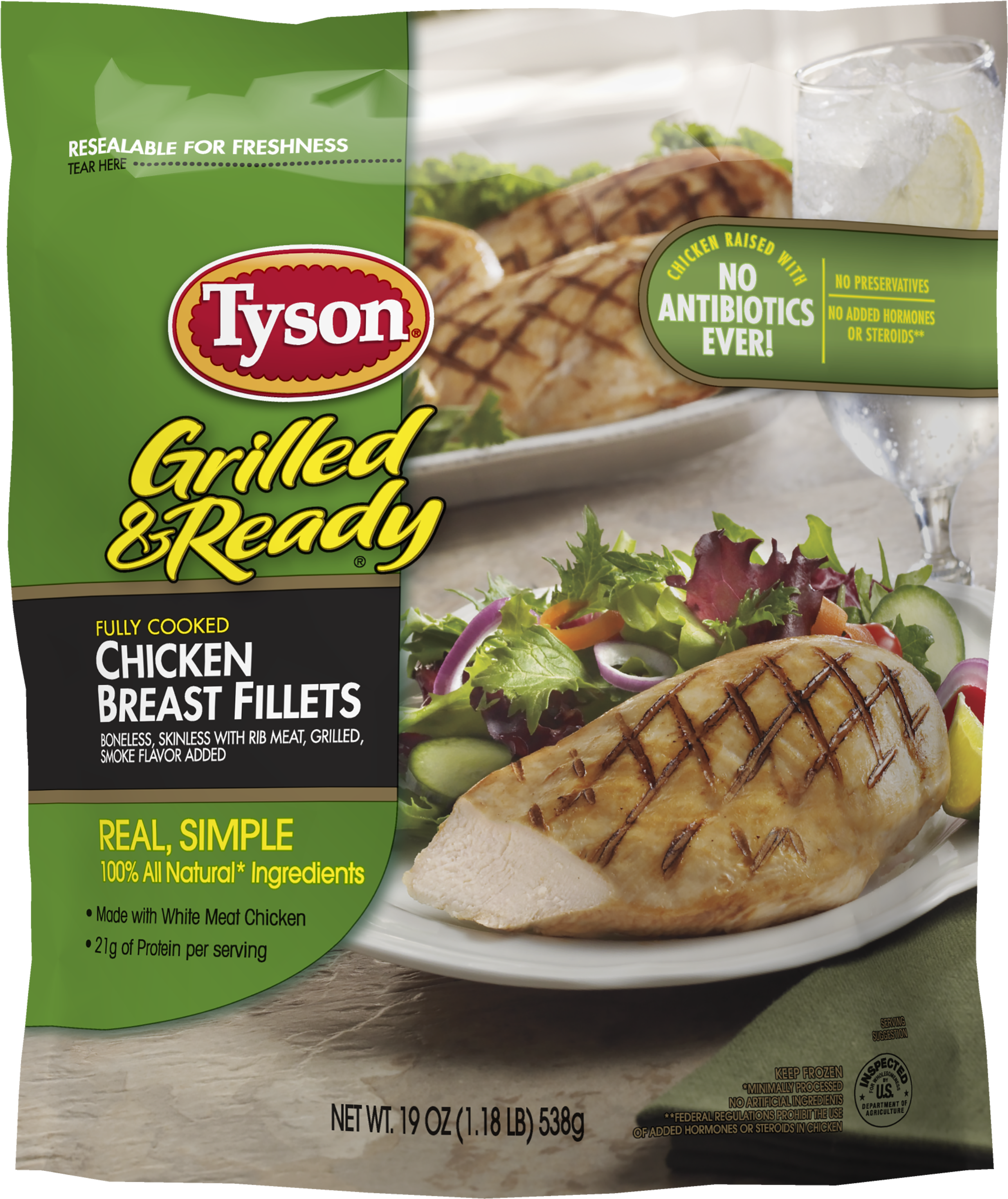 Tyson® Grilled & Ready® Fully Cooked Grilled Chicken - Tyson Chicken Breast Fillets (2400x2400), Png Download