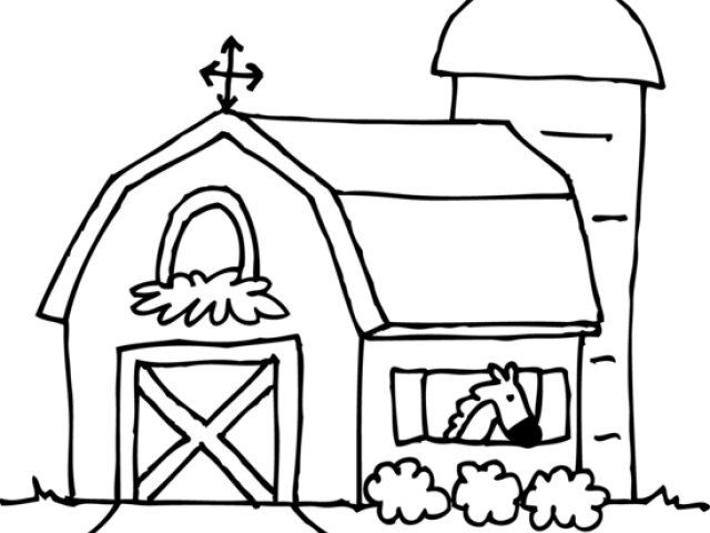 Ranch Clipart Horse Barn - Barn Clip Art Black And White (640x480), Png Download