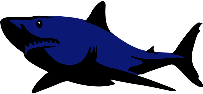 Shark Fish Animal Swim Danger Power Dark B - Tiger Shark Clip Art (680x340), Png Download