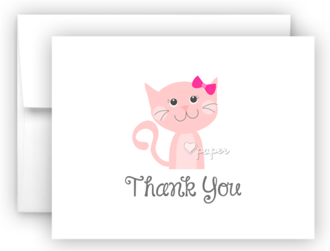 Pink Cat Thank You Cards Note Card Stationery • Flat, - Cherry Thank You Card (480x365), Png Download