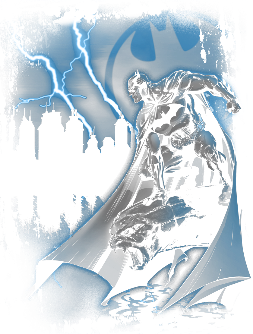 Batman Lightning Strikes Men's Long Sleeve T-shirt - Illustration (862x1152), Png Download