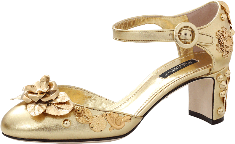 280892 Dolce Gabbana Gold Heel 1 - High Heels (960x960), Png Download