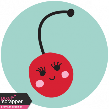 Cute Fruits Print Circle Cherry - Digital Scrapbooking (456x456), Png Download