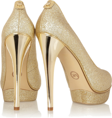 Michael Kors Gold Glitter Platform Peep-toe Pumps New - Basic Pump (380x400), Png Download