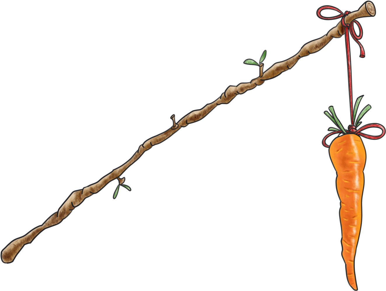 Carrot On Stick@2x - Palo Y La Zanahoria (1672x1102), Png Download