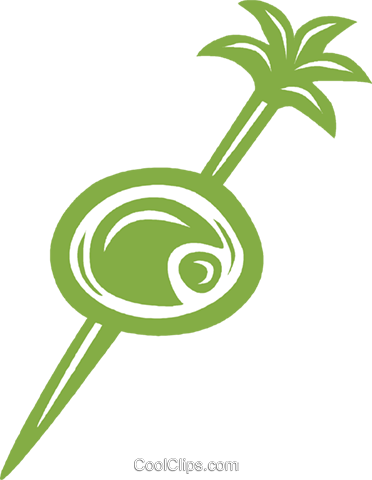 Olive On A Swizzle Stick Royalty Free Vector Clip Art - Olive On A Stick Png (372x480), Png Download