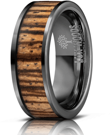 Wood Ring Gunmetal Electroplated Finish Tungsten Carbide - Ring (600x600), Png Download