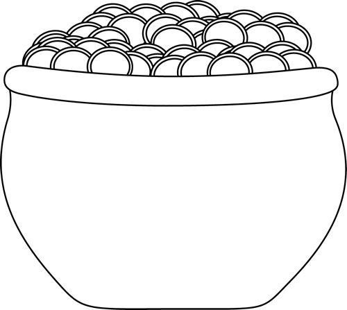 Black And White Pot Of Gold Clip Art - Pot Of Gold Clipart Black And White (500x447), Png Download