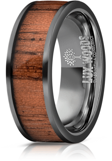 Wood Ring Black Electroplated Finish Tungsten Carbide - Titanium Ring (600x600), Png Download