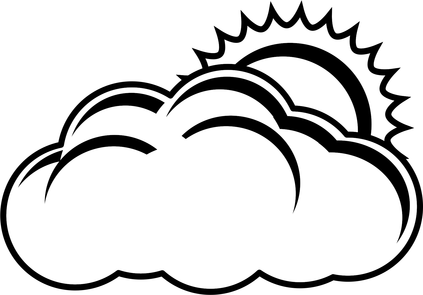 Sun And Clouds Png Black And White Transparent Sun - Sun Clouds Black And White (2400x3394), Png Download