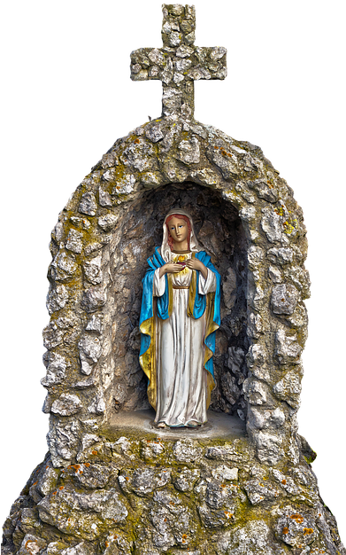Grotto, Maria, Virgin Mary, Christian Art, Ceramic - Mary (390x640), Png Download