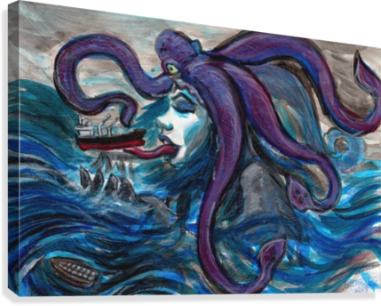 Sea Monster, 1 Canvas Print - Dragon (429x344), Png Download