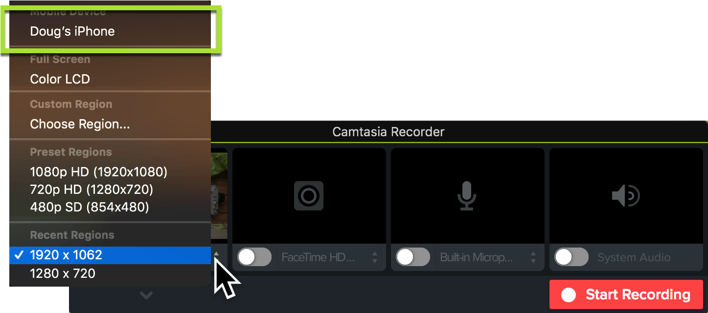 Camtasia Recorder Showing How To Select An Ios Device - Camtasia 9 Device Frame Iphone X (1446x654), Png Download