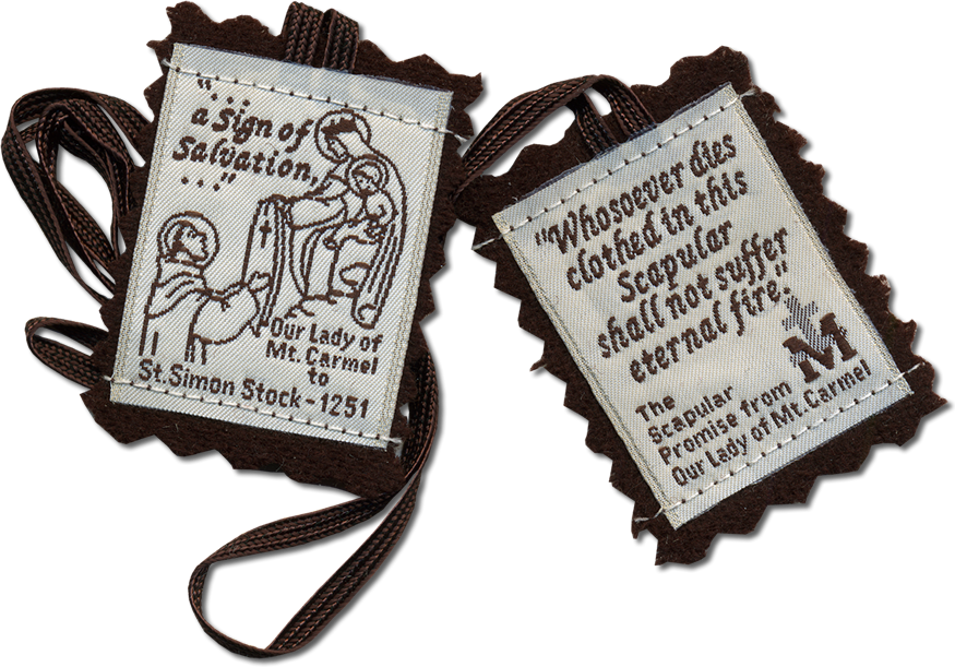 Scapular - Handmade Brown Scapular With White Cord 16 Inch (875x611), Png Download