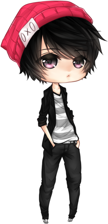 27 Beauty Pineapple With Sunglasses - Chibi Boy With Hat (366x750), Png Download