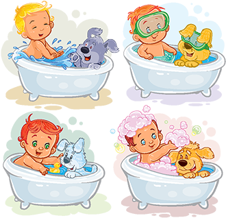 Clip Art Illustrations Of Little Kids And Their Dogs, - Child (360x360), Png Download