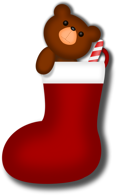 Bear, Candy Cane, Christmas, Holiday, Santa, Stocking - Cute Christmas Socks Cartoon (398x640), Png Download