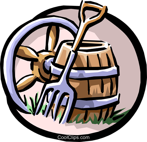 Wagon Wheel, Pitchfork And Barrel Royalty Free Vector - Wagon Wheel Clipart (480x464), Png Download