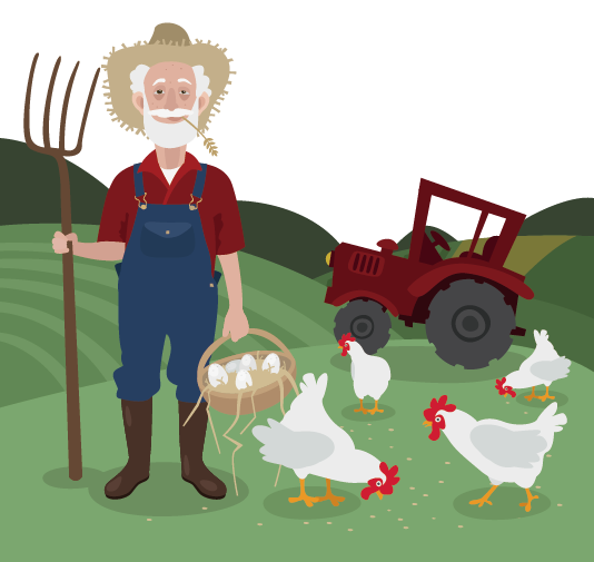 Chicken Farmer Clip Art - 農夫 卡通 (534x505), Png Download