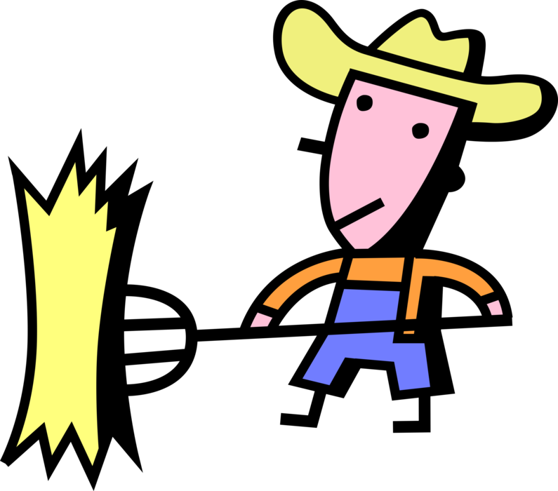 Vector Illustration Of Farmer Harvests Farming Hay - Hay (795x700), Png Download