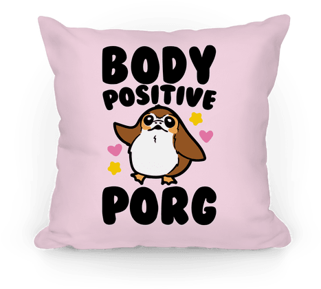 86kib, 484x484, Pillow14in Whi Z1 T Body Positive Porg - Porg Pillow (484x484), Png Download