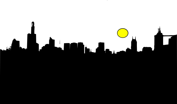 Black And White City Png (600x353), Png Download