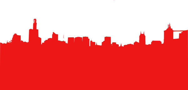 Red City Skyline Png (600x287), Png Download