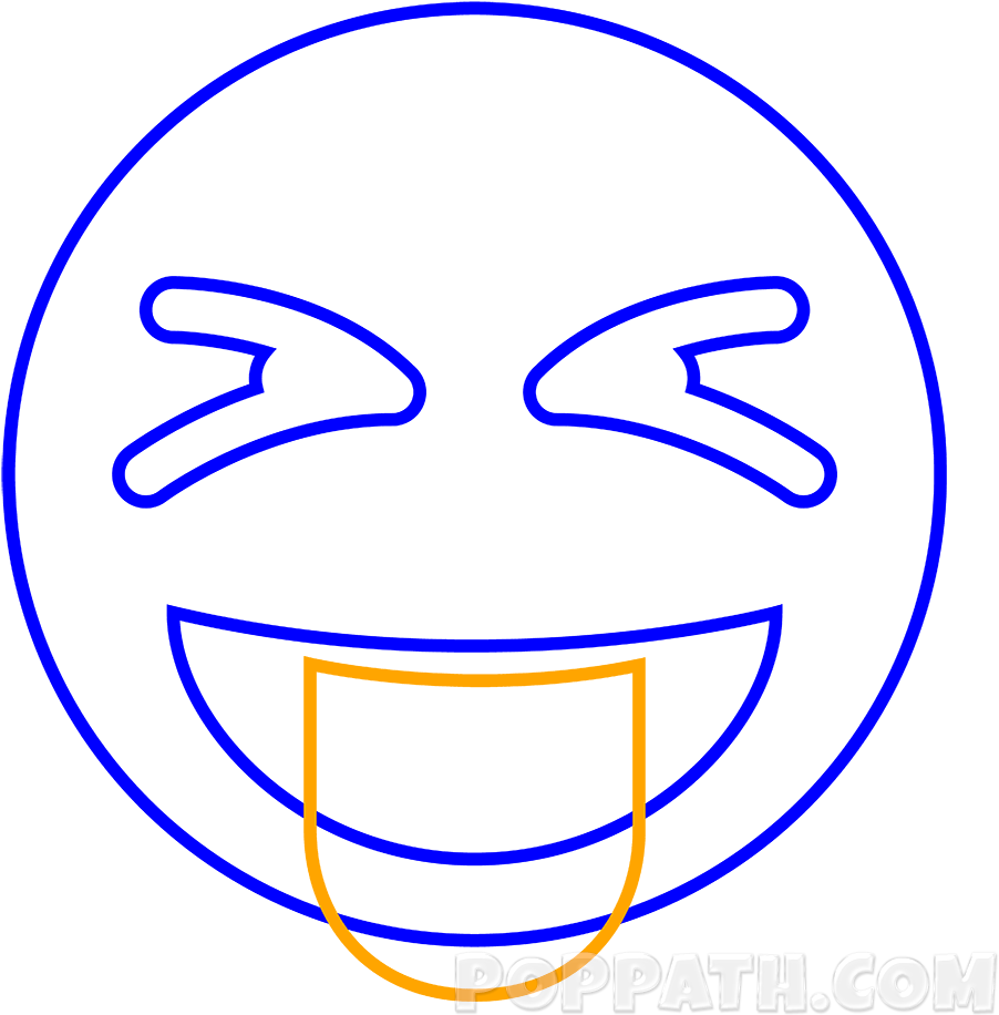Next Draw A Big U-shape Inside The Mouth To Show The - Emoji (1000x1000), Png Download