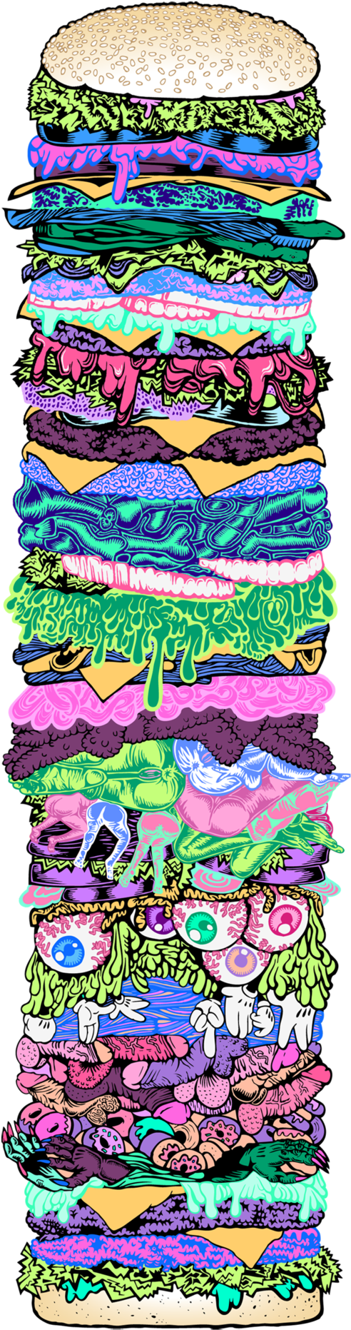 This Is What I See When I Look At A Meat Hamburger - Psychedelic Art (691x1920), Png Download