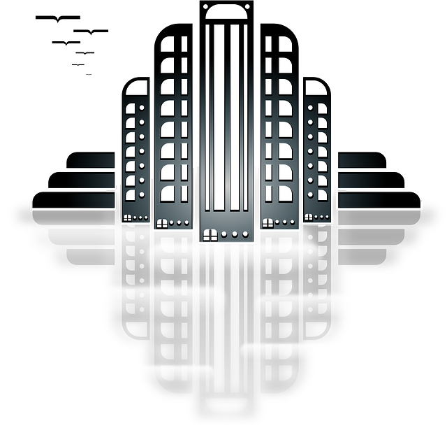 New, Buildings, Building, City, Outline, Silhouette - Art Deco Building Cartoon (640x612), Png Download