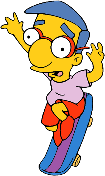 Clipart Homer Simpson - Milhouse Simpsons Skateboard (353x585), Png Download