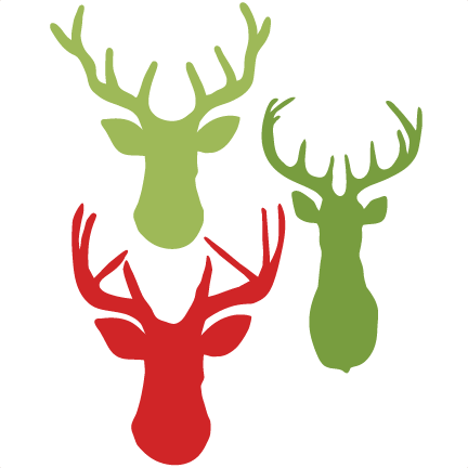 Deer Heads Svg Scrapbook Cut File Cute Clipart Files - Reindeer Head Stencil (432x432), Png Download