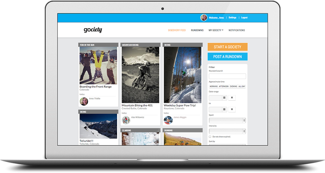 Gociety Site Mockup - Social Network Website Mockup (1092x580), Png Download