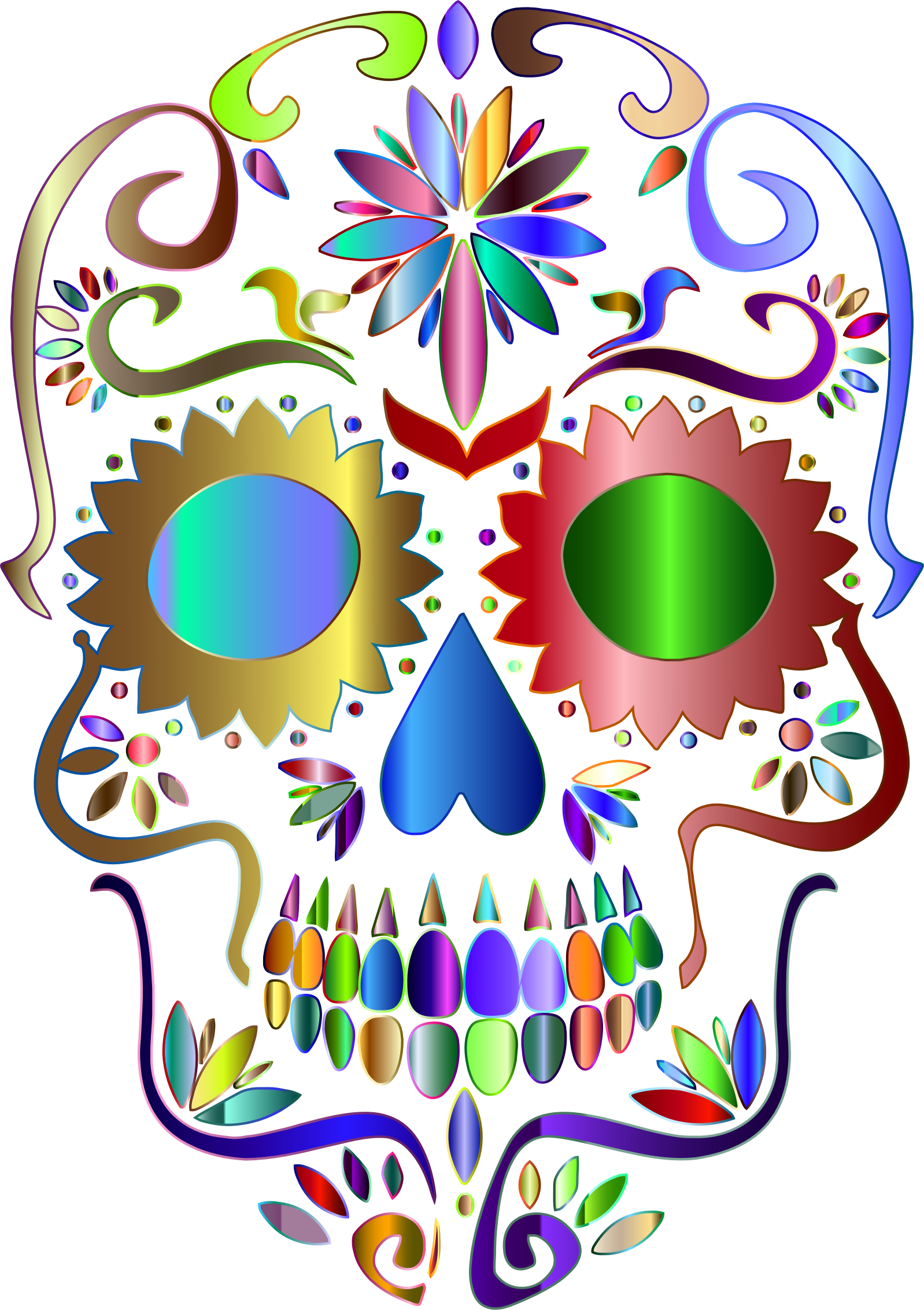 Sugar Skull Silhouette At Getdrawings - Sugar Skull No Background (1598x2266), Png Download
