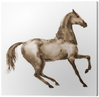 Watercolor Brown Horse In Motion - Drawing (400x400), Png Download